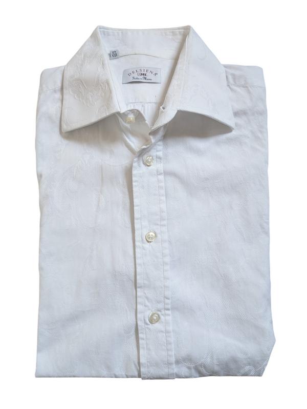 Delsiena Shirt 15.75/M White Jacquard Cotton