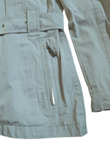 Barbour x Liberty Fabric Ladies Light Hooded Jacket S/M 6 US Stone Beige H20 Proof Cotton Blend