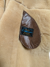 Vintage Women's Leather British Shearling Coat 38 S/M Tan DB Full Length