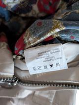 Barbour x Liberty Fabric Ladies Light Hooded Jacket S/M 6 US Stone Beige H20 Proof Cotton Blend