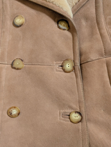 Vintage Women's Leather British Shearling Coat 38 S/M Tan DB Full Length