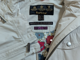 Barbour x Liberty Fabric Ladies Light Hooded Jacket S/M 6 US Stone Beige H20 Proof Cotton Blend
