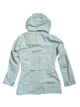 Barbour x Liberty Fabric Ladies Light Hooded Jacket S/M 6 US Stone Beige H20 Proof Cotton Blend