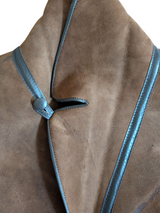 Vintage Lakeland British Leather Lamb Shearling Coat XXL/46 Brown 3-Button