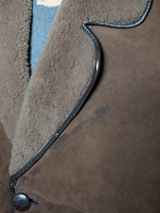 Vintage Lakeland British Leather Lamb Shearling Coat XXL/46 Brown 3-Button