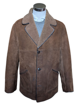 Vintage Lakeland British Leather Lamb Shearling Coat XXL/46 Brown 3-Button