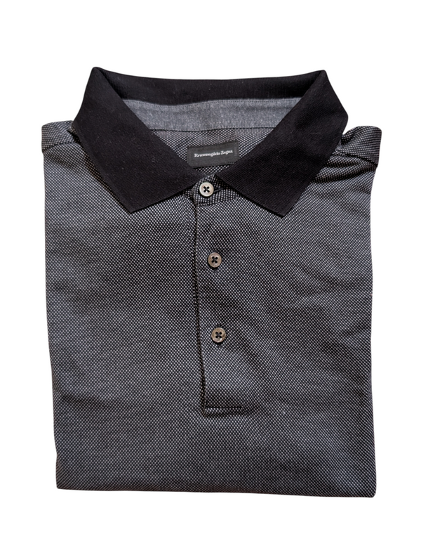 Zegna XXXL Midnight Black Long Sleeve Polo