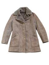 Vintage Women's Leather British Shearling Coat 38 S/M Beige