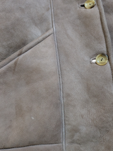 Vintage Women's Leather British Shearling Coat 38 S/M Beige
