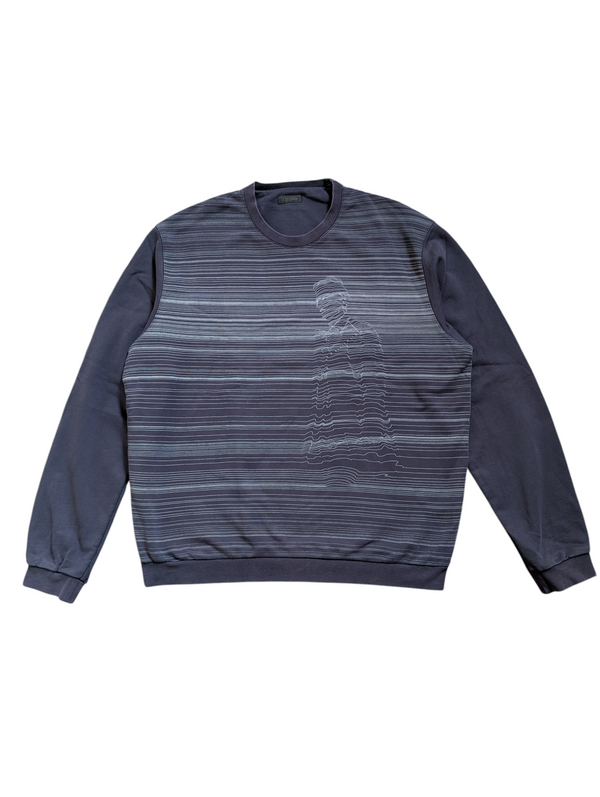 Zegna XXXL Soft Navy Blue Graphic Sweatshirt