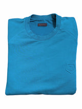 Zegna M Soft Bright Teal Blue Logo Sweatshirt