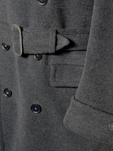 Vintage Crombie Belted DB Great Coat 40R Charcoal Heavy Wool