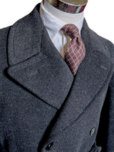 Vintage Crombie Belted DB Great Coat 40R Charcoal Heavy Wool