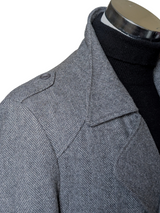 Vintage John Collier Belted Winter Coat M/40R Warm Grey Herringbone Heavy Wool