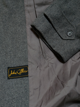 Vintage John Collier Belted Winter Coat M/40R Warm Grey Herringbone Heavy Wool