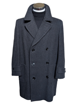 Vintage Weaver Wearer England DB Car Coat 42/44 Charcoal Heavy Wool