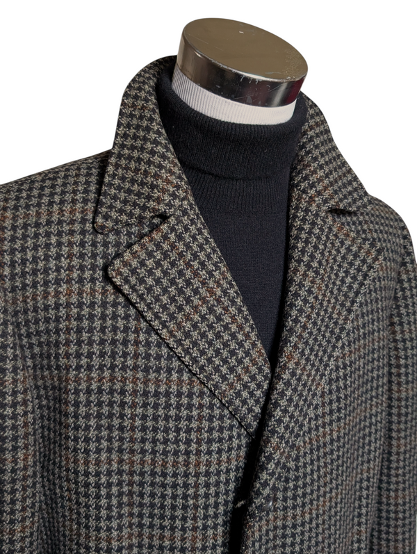 Vintage Morgans Half Raglan Coat L/XL Bold Check 3-button Pure Wool