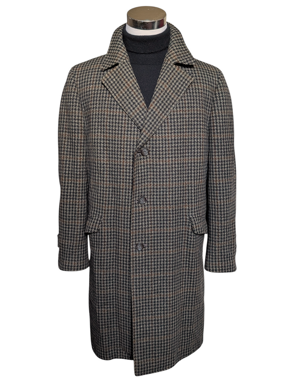 Vintage Morgans Half Raglan Coat L/XL Bold Check 3-button Pure Wool