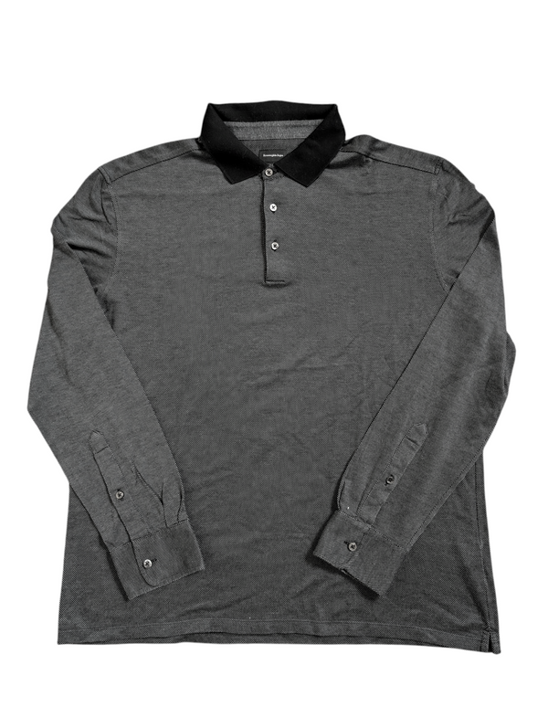 Zegna XXXL Midnight Black Long Sleeve Polo