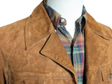 Vintage British Pig Suede Safari Jacket 42 Slim Golden Brown