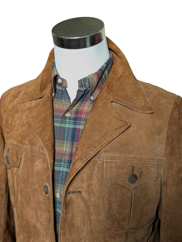 Vintage British Pig Suede Safari Jacket 42 Slim Golden Brown