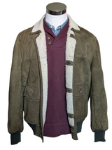 Vintage Nursey's British Lambsuede Shearling Bomber Jacket M/L Olive Green