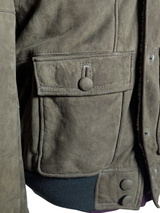 Vintage Nursey's British Lambsuede Shearling Bomber Jacket M/L Olive Green