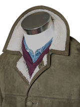 Vintage Nursey's British Lambsuede Shearling Bomber Jacket M/L Olive Green