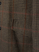 Vintage British Half Raglan Car Coat 44R Greenish Brown Plaid Wool Tweed