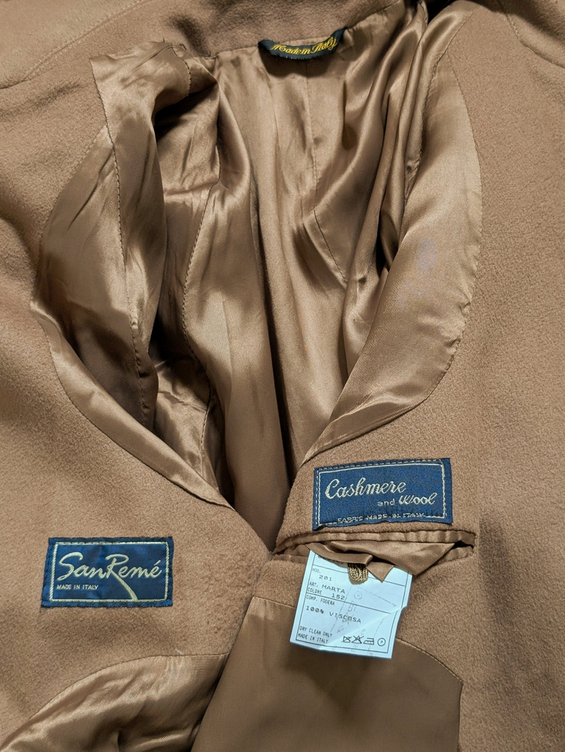 Vintage San Remo Balmacaan Coat 40/42 Dark Camel Wool/Cashmere Vintage San Remo Balmacaan Coat 40/42 Dark Camel Wool/Cashmere