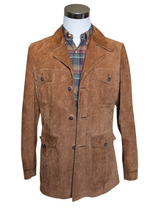 Vintage British Pig Suede Safari Jacket 42 Slim Golden Brown