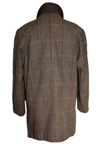 Vintage British Half Raglan Car Coat 44R Greenish Brown Plaid Wool Tweed