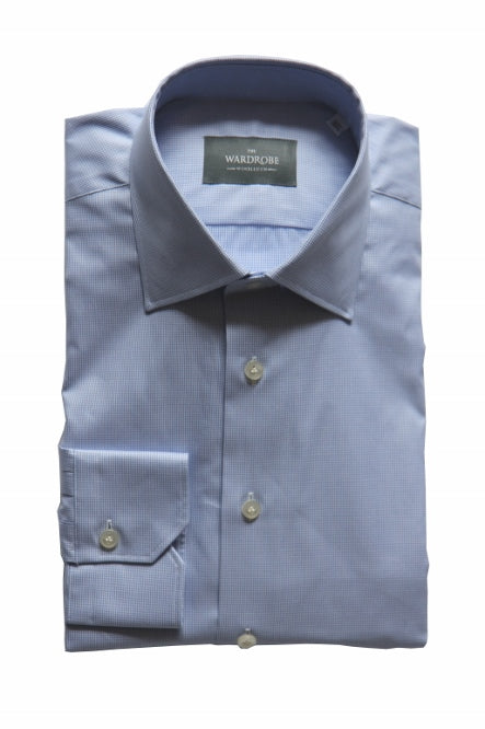 The Wardrobe Dress Shirt Blue Spread Collar Thomas Mason cotton
