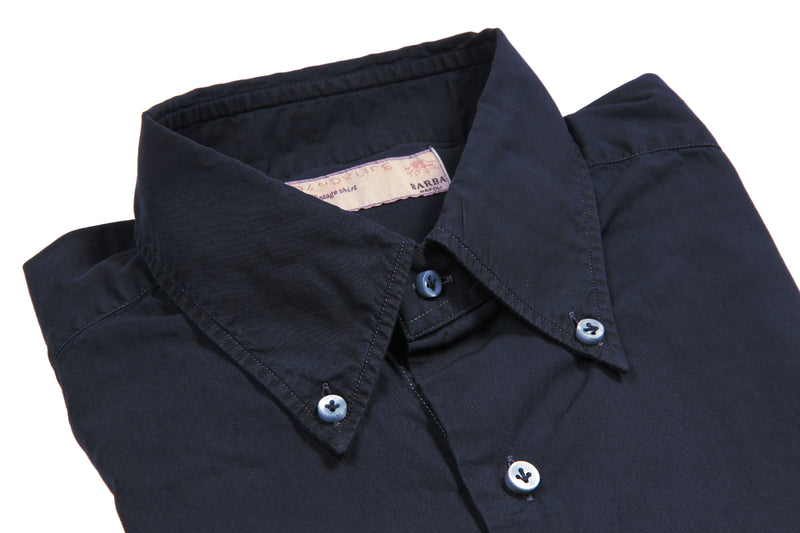 Barba Dandylife Shirt Faded Navy Button down collar garment washed/dyed cotton