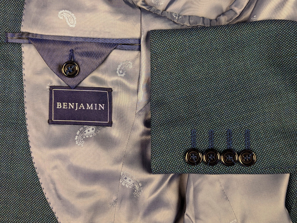 Benjamin Suit Teal Birdseye 2-Button Solaro Wool – eHABERDASHER