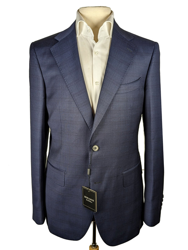 Benjamin Suit Navy Subtle Plaid 2-Button REDA Wool