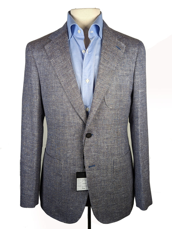 Benjamin Sport Coat Blue/White Weave 2-button Soft Shoulder Linen/Wool
