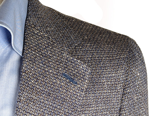 Benjamin Sport Coat Blue/White Weave 2-button Soft Shoulder Linen/Wool