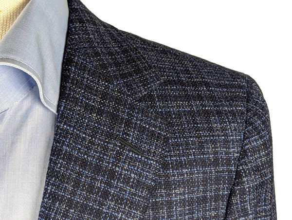 Benjamin Cerruti Sport Coat Blue Modern Plaid 2-button Soft Shoulder Wool