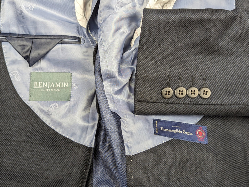 Benjamin Sport Coat Navy Blue 2-button Soft Shoulder Zegna Cashmere/Wool