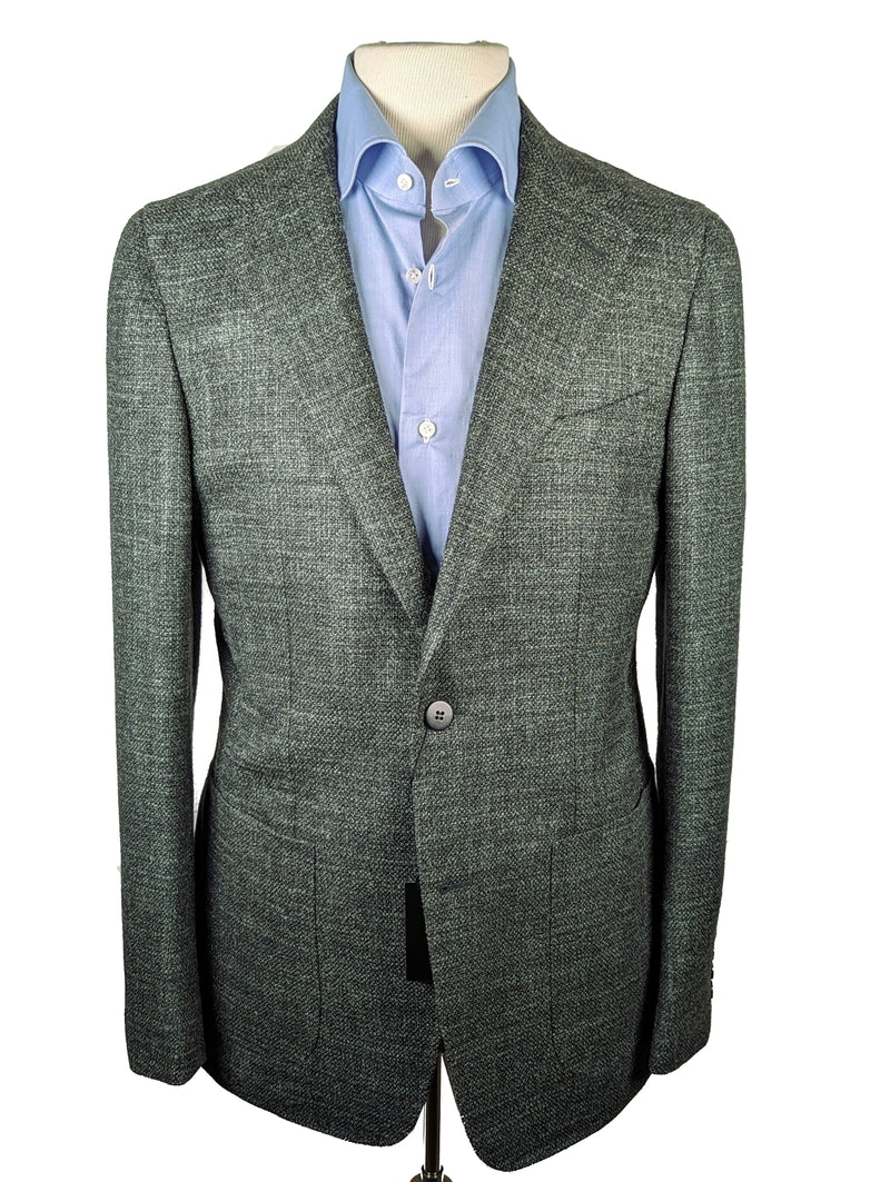 Benjamin Cerruti Sport Coat Greyish Green Melange 2-button Soft Shoulder Wool