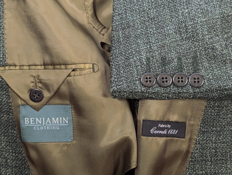 Benjamin Sport Coat Greyish Green Melange 2-button Soft Shoulder Cerruti Wool