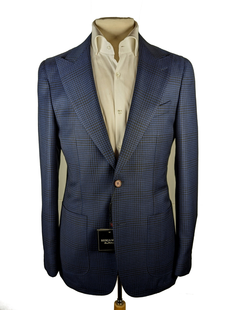 Benjamin Sport Coat Navy Check 2-button Peak Soft Shoulder Wool