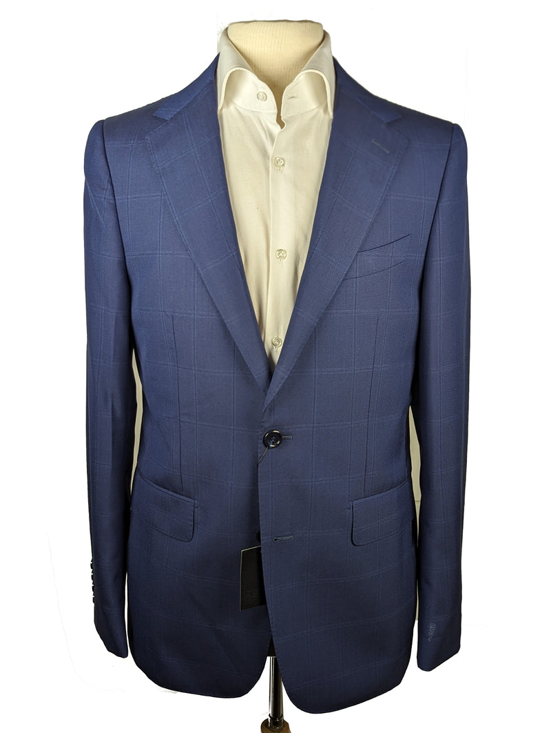 Benjamin Suit Mid Blue Windowpane 2-Button VBC Wool