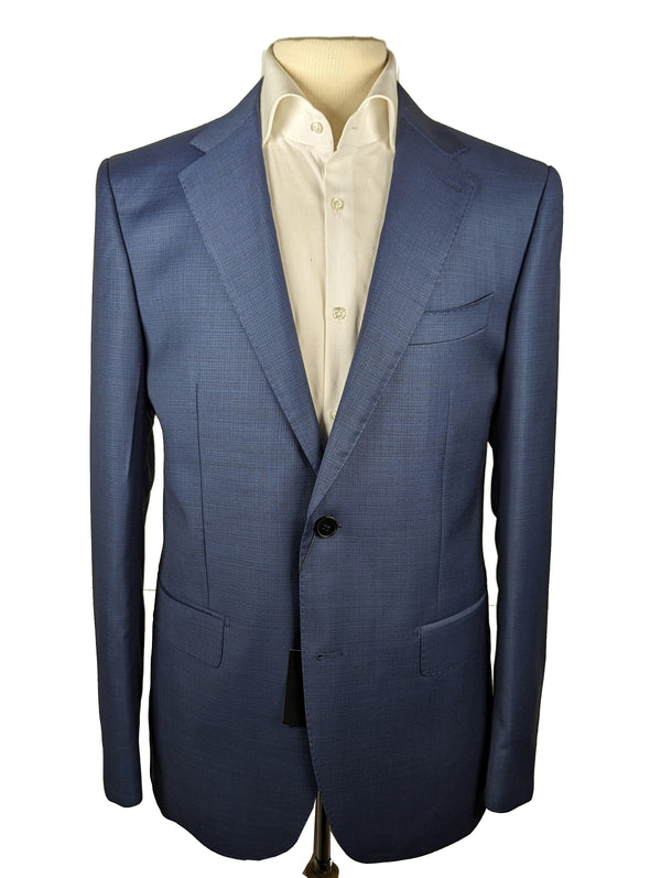 Benjamin Suit Blue Grid Weave 2-Button Cerruti Wool