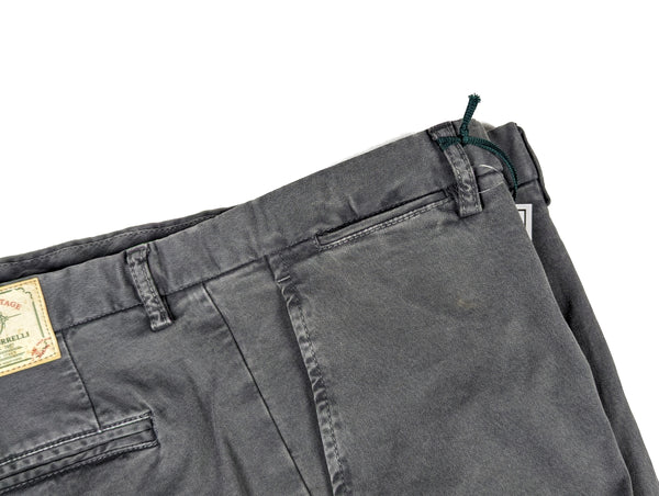 Borrelli Trousers: 36 Grey Flat Front Cotton/Elastane