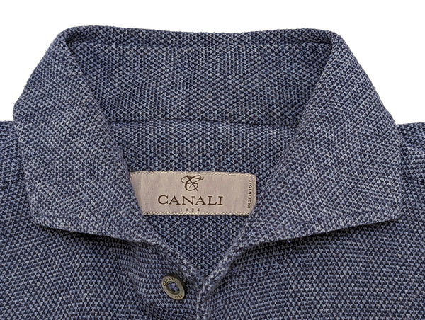 Canali Sport Shirt M Blue Spread Collar Soft Cotton
