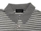 Canali Polo Shirt M Soft Grey/White Striped Cotton