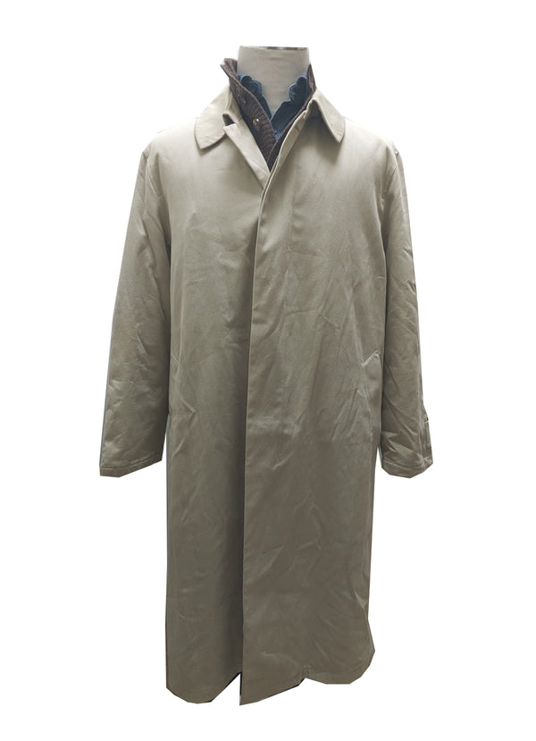 Canali Trench Coat 42R Beige Cotton with Wool/Cashmere Lining