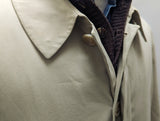 Canali Trench Coat 42R Beige Cotton with Wool/Cashmere Lining